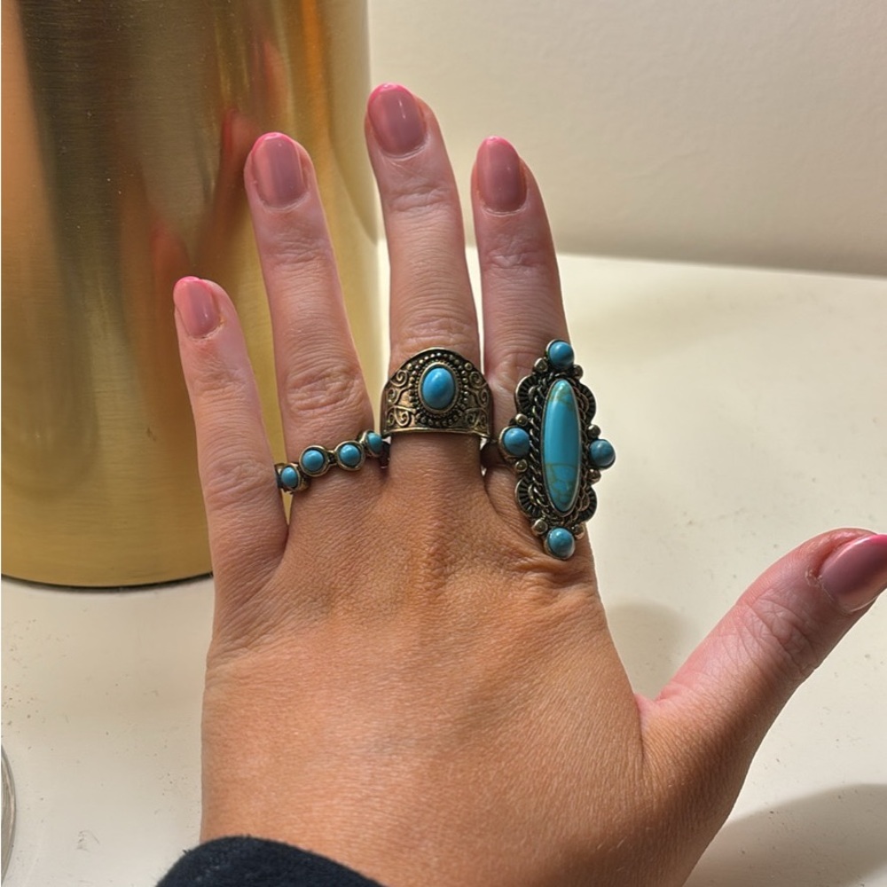 Elegant Turquoise Ring Set